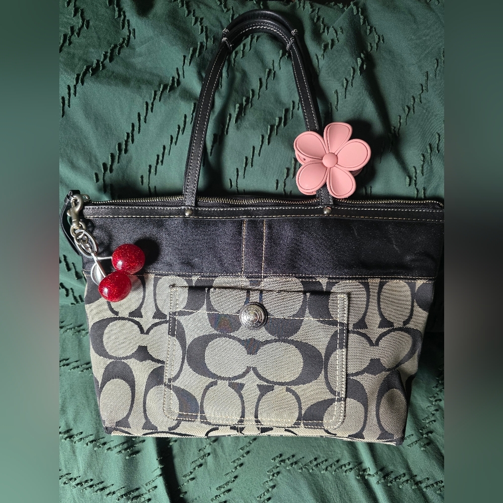Coach Black Monogram Canvas Tote Bag